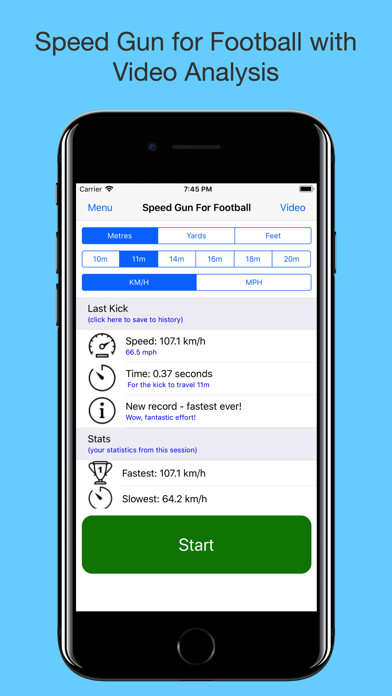 Emulate iPhone app Speed Gun For Football using MyAndroid