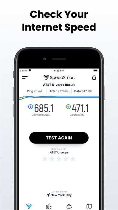 Emulate iPhone app Speed Test SpeedSmart Internet using MyAndroid