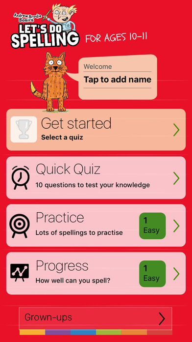 Emulate iPhone app Spelling Ages 10-11 using MyAndroid