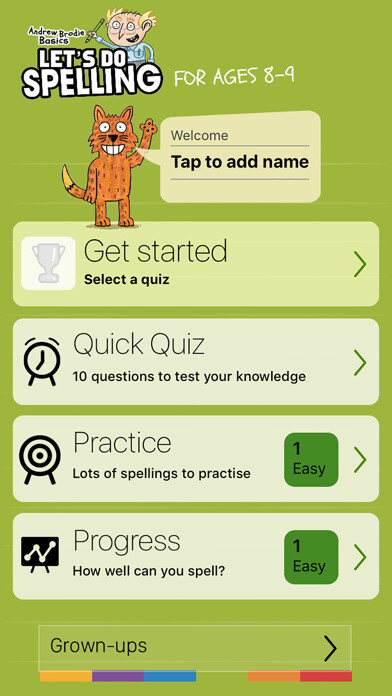 Emulate iPhone app Spelling Ages 8-9 using MyAndroid