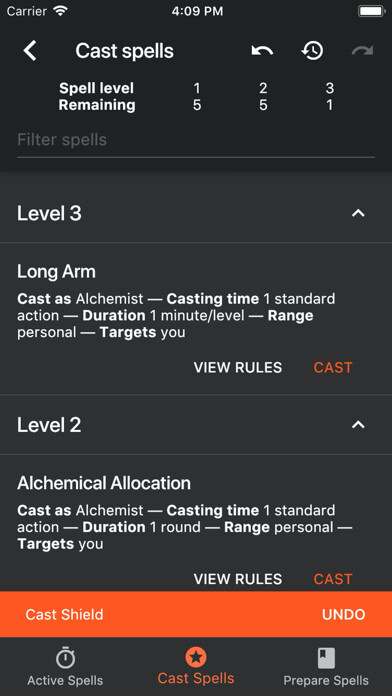 Emulate iPhone app Spell Tracker (Pathfinder 1e) using MyAndroid Emulate iPhone app Spell Tracker (Pathfinder 1e) using MyAndroid