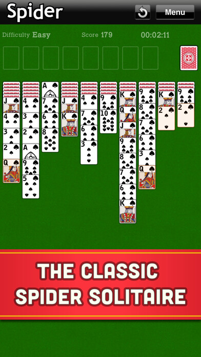 Emulate iPhone app Spider Solitaire Classic Cards using MyAndroid