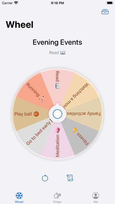 Emulate iPhone app Spin Me - Wheel Random Picker using MyAndroid