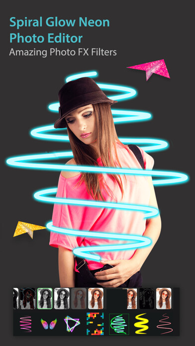 Emulate iPhone app Spiral Photo Editor Neon using MyAndroid