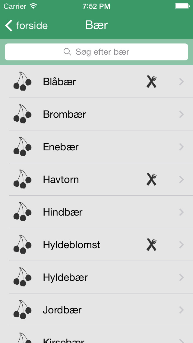 Emulate iPhone app Spis Naturen - råvareguide med opskrifter using MyAndroid