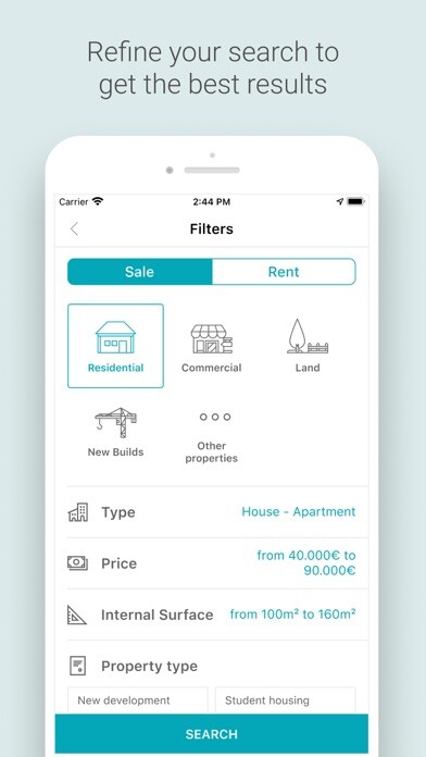 Emulate iPhone app Spitogatos - Property Search using MyAndroid