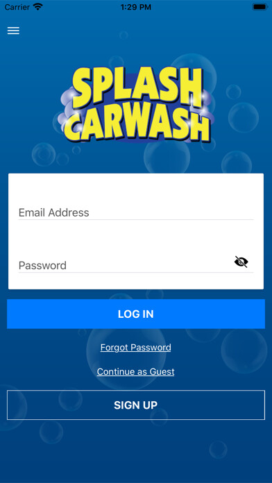 Emulate iPhone app Splash Car Wash KY using MyAndroid