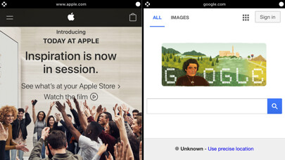 Emulate iPhone app Split - Dual Browser Tabs using MyAndroid