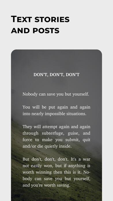 Emulate iPhone app Splitext: Text posts & stories using MyAndroid