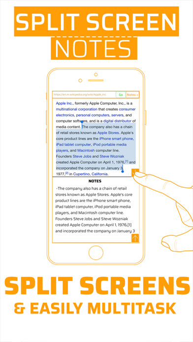 Emulate iPhone app Split Screen Notes: Multitask With Browser & Notes using MyAndroid