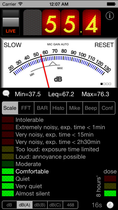 Emulate iPhone app SPLnFFT Noise Meter using MyAndroid