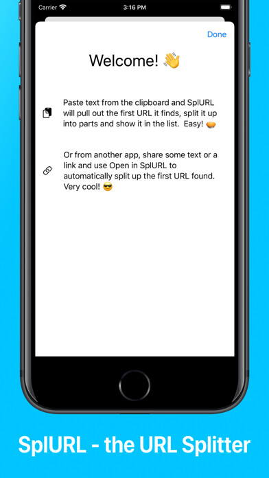 Emulate iPhone app SplURL using MyAndroid