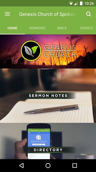 Emulate iPhone app Spokane Valley Genesis Church using MyAndroid