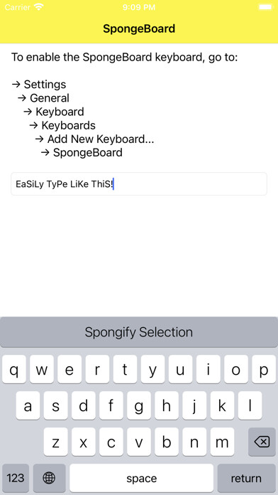 Emulate iPhone app SpongeBoard Keyboard using MyAndroid
