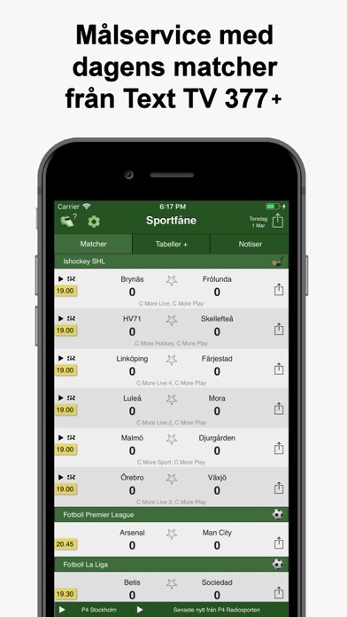 Emulate iPhone app Sportfåne - Målservice using MyAndroid