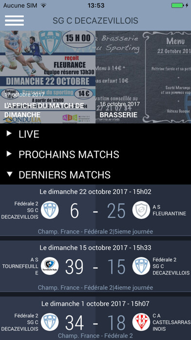 Emulate iPhone app Sporting Club Decazevillois using MyAndroid