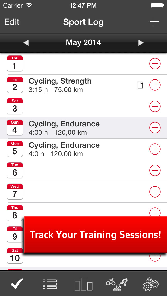 Emulate iPhone app Sport Log Ultimate Free - Plan, log, analyse and export training and fitness using MyAndroid