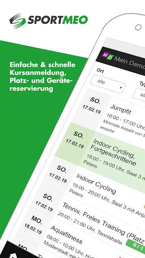 Run android online APK SPORTMEO - Online-Kursanmeldung, Platzreservierung from MyAndroid or emulate SPORTMEO - Online-Kursanmeldung, Platzreservierung using MyAndroid