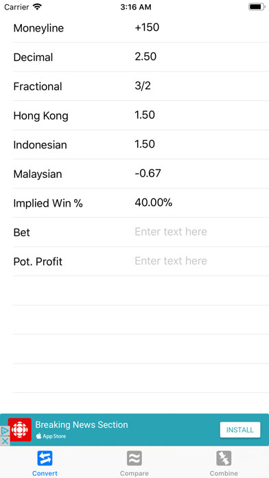 Emulate iPhone app Sports Betting Odds Calculator using MyAndroid Emulate iPhone app Sports Betting Odds Calculator using MyAndroid