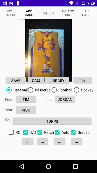Run android online APK Sports Card DB from MyAndroid or emulate Sports Card DB using MyAndroid