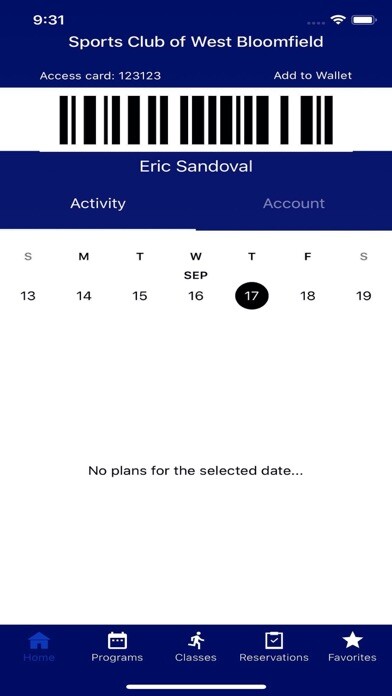 Emulate iPhone app Sports Club West Bloomfield using MyAndroid