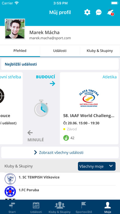 Emulate iPhone app Sportuj v Ostravě: Týmy, Akce using MyAndroid