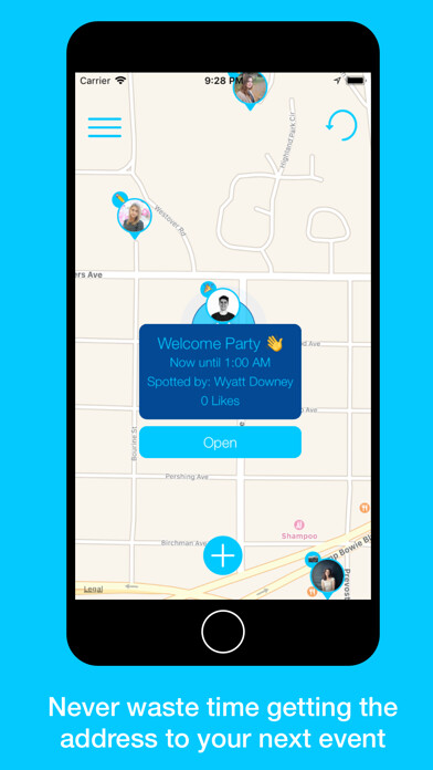 Emulate iPhone app Spotter - Social Map using MyAndroid