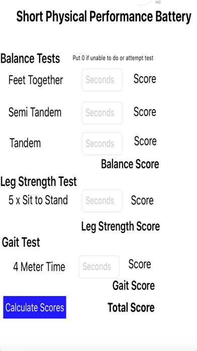 Emulate iPhone app SPPB Calcualtor using MyAndroid Emulate iPhone app SPPB Calcualtor using MyAndroid