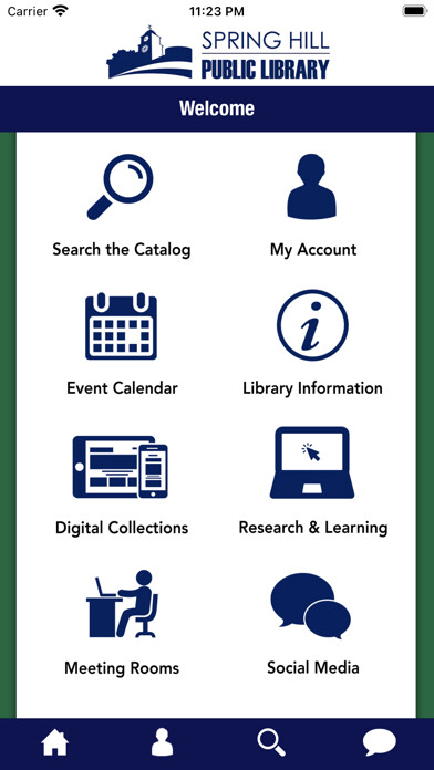 Emulate iPhone app Spring Hill Public Library using MyAndroid