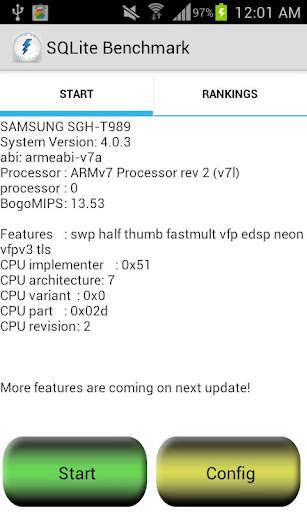 Run android online APK SQLite BenchMark from MyAndroid or emulate SQLite BenchMark using MyAndroid