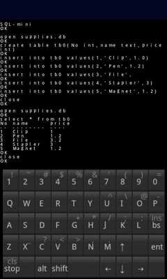 Emulate Android APK SQL mini