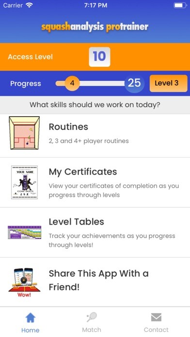 Emulate iPhone app Squash Analysis Levels 1 - 10 using MyAndroid