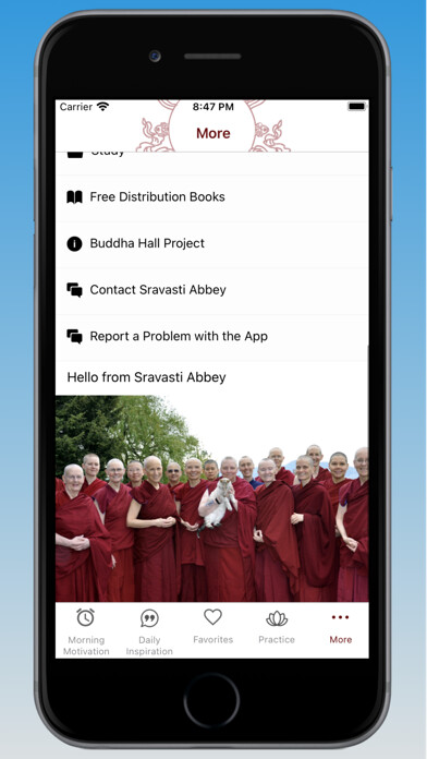 Emulate iPhone app Sravasti Abbey App using MyAndroid