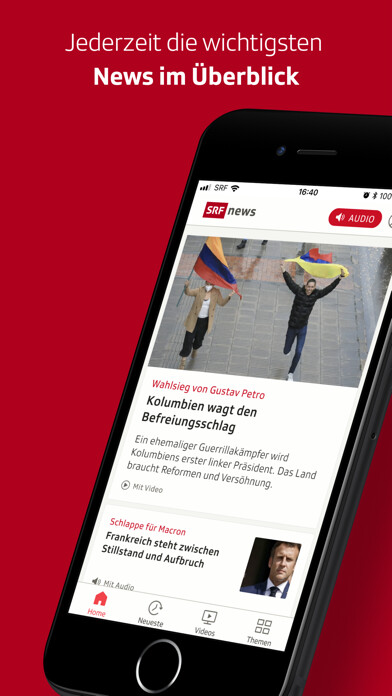 Emulate iPhone app SRF News using MyAndroid