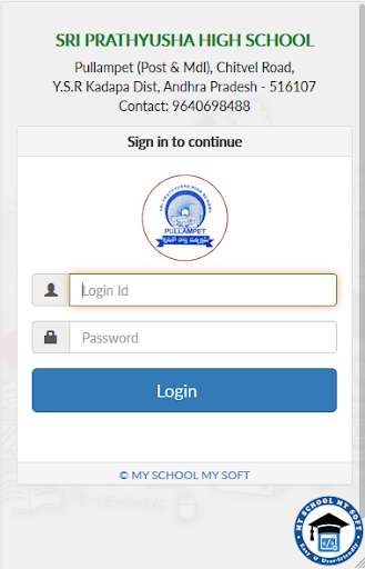 Run android online APK Sri Prathyusha High School - Pullampet from MyAndroid or emulate Sri Prathyusha High School - Pullampet using MyAndroid