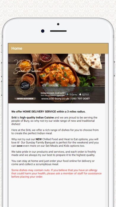 Emulate iPhone app Sriti Indian Cuisine Bury using MyAndroid Emulate iPhone app Sriti Indian Cuisine Bury using MyAndroid