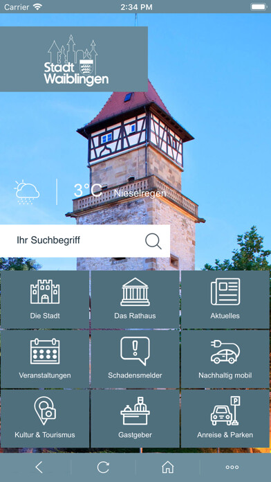 Emulate iPhone app Stadt Waiblingen using MyAndroid