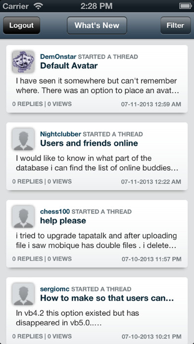 Emulate iPhone app Stag Owners Club Forum using MyAndroid
