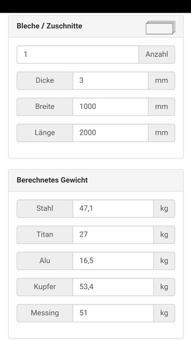 Emulate iPhone app Stahl Gewichtrechner using MyAndroid Emulate iPhone app Stahl Gewichtrechner using MyAndroid
