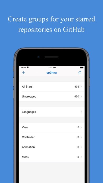 Emulate iPhone app Starry: Manage GitHub Star using MyAndroid Emulate iPhone app Starry: Manage GitHub Star using MyAndroid