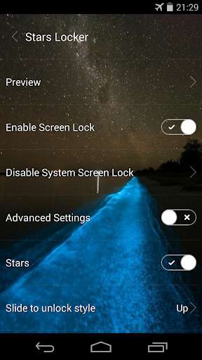 Emulate Android APK Stars live wallpaper locker
