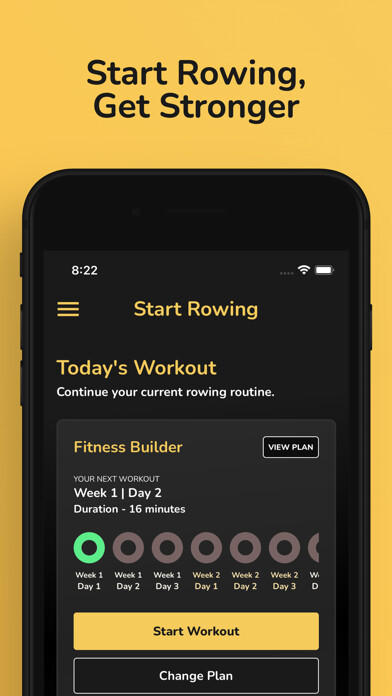 Emulate iPhone app Start Rowing - Workout Coach using MyAndroid