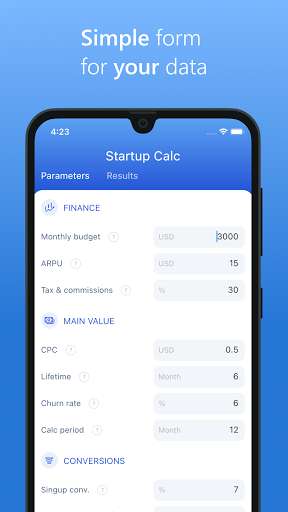 Run android online APK Startup Calculator from MyAndroid or emulate Startup Calculator using MyAndroid