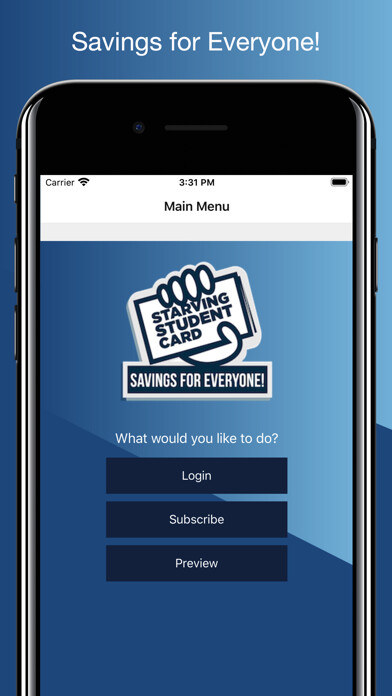 Emulate iPhone app Starving Student Card using MyAndroid