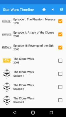 Emulate Android APK Star Wars Timeline