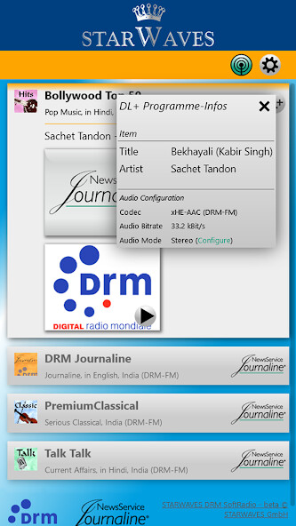 Run android online APK STARWAVES DRM SoftRadio from MyAndroid or emulate STARWAVES DRM SoftRadio using MyAndroid