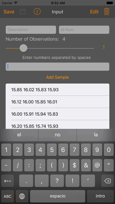 Emulate iPhone app Statistical Process Control using MyAndroid