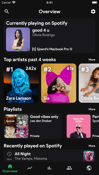 Emulate iPhone app stats.fm for Spotify Music App using MyAndroid