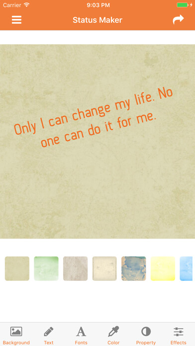 Emulate iPhone app Status Maker using MyAndroid
