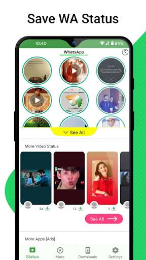 Run android online APK Status Save Downloder 4 whats from MyAndroid or emulate Status Save Downloder 4 whats using MyAndroid